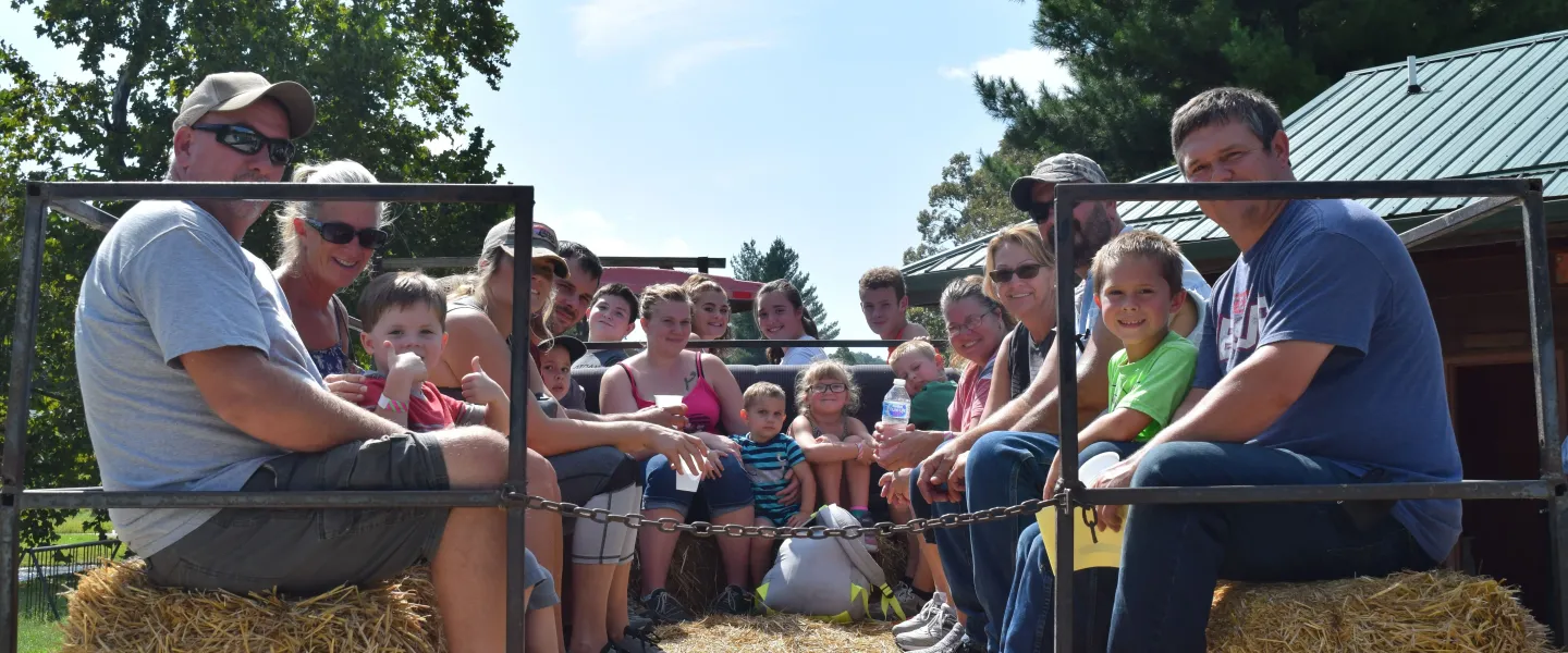 Families on wagon/hay ride