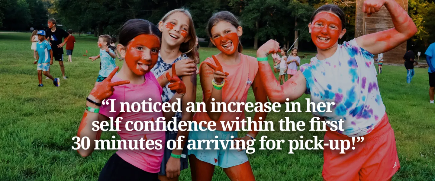 YMCA Camp Lakewood Parent Testimonial, "I noticed an increase in her self confidence within the first 30 minutes of arriving for pick-up!"