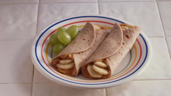 banana peanut butter rollup pinwheels