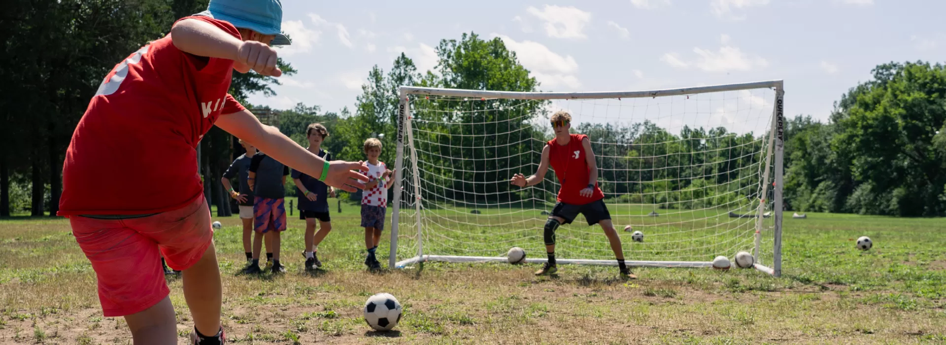 Campers playing soccer